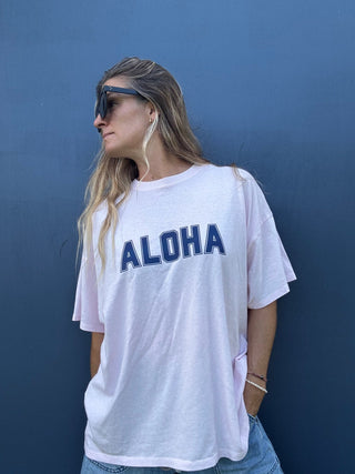 College of Aloha Oversized tee - Pink - The Salty BabeGraphic Tee Shirts