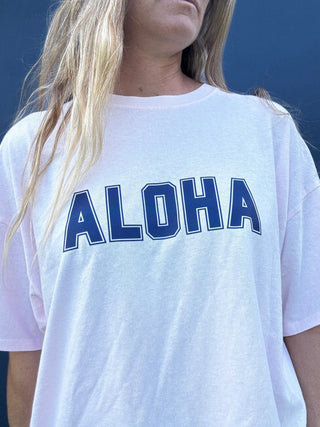 College of Aloha Oversized tee - Pink - The Salty BabeGraphic Tee Shirts