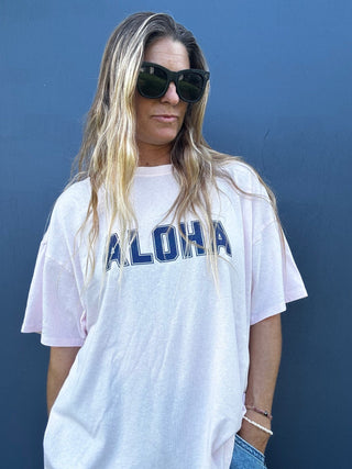 College of Aloha Oversized tee - Pink - The Salty BabeGraphic Tee Shirts