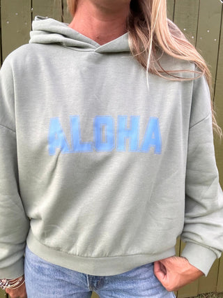 College of Aloha washed Sunday hoodie - Sage/Blue - The Salty BabeFleece Tops