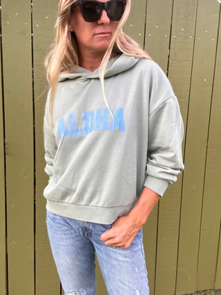 College of Aloha washed Sunday hoodie - Sage/Blue - The Salty BabeFleece Tops