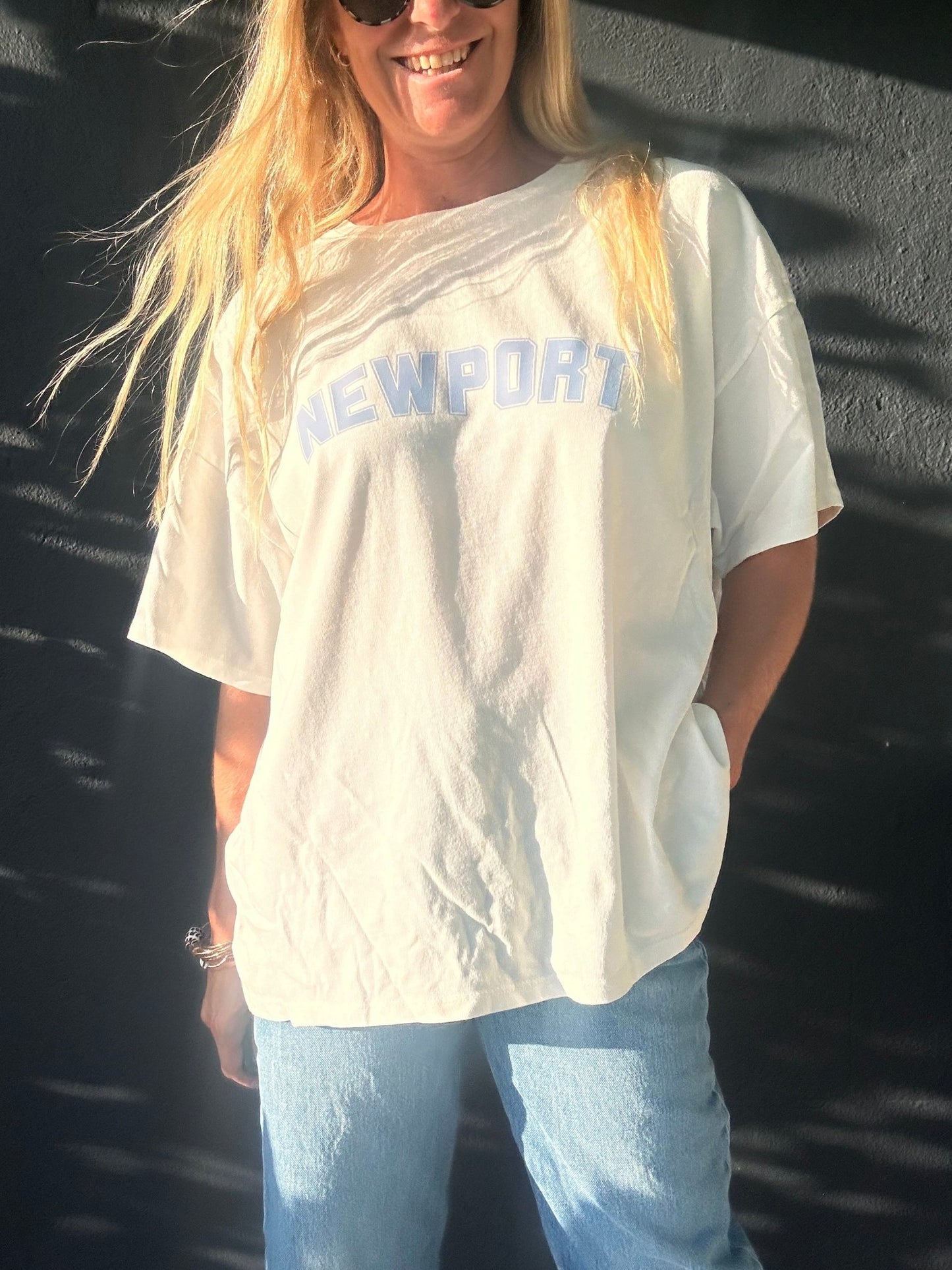 College of Newport oversized tee - white - The Salty BabeGraphic Tee Shirts