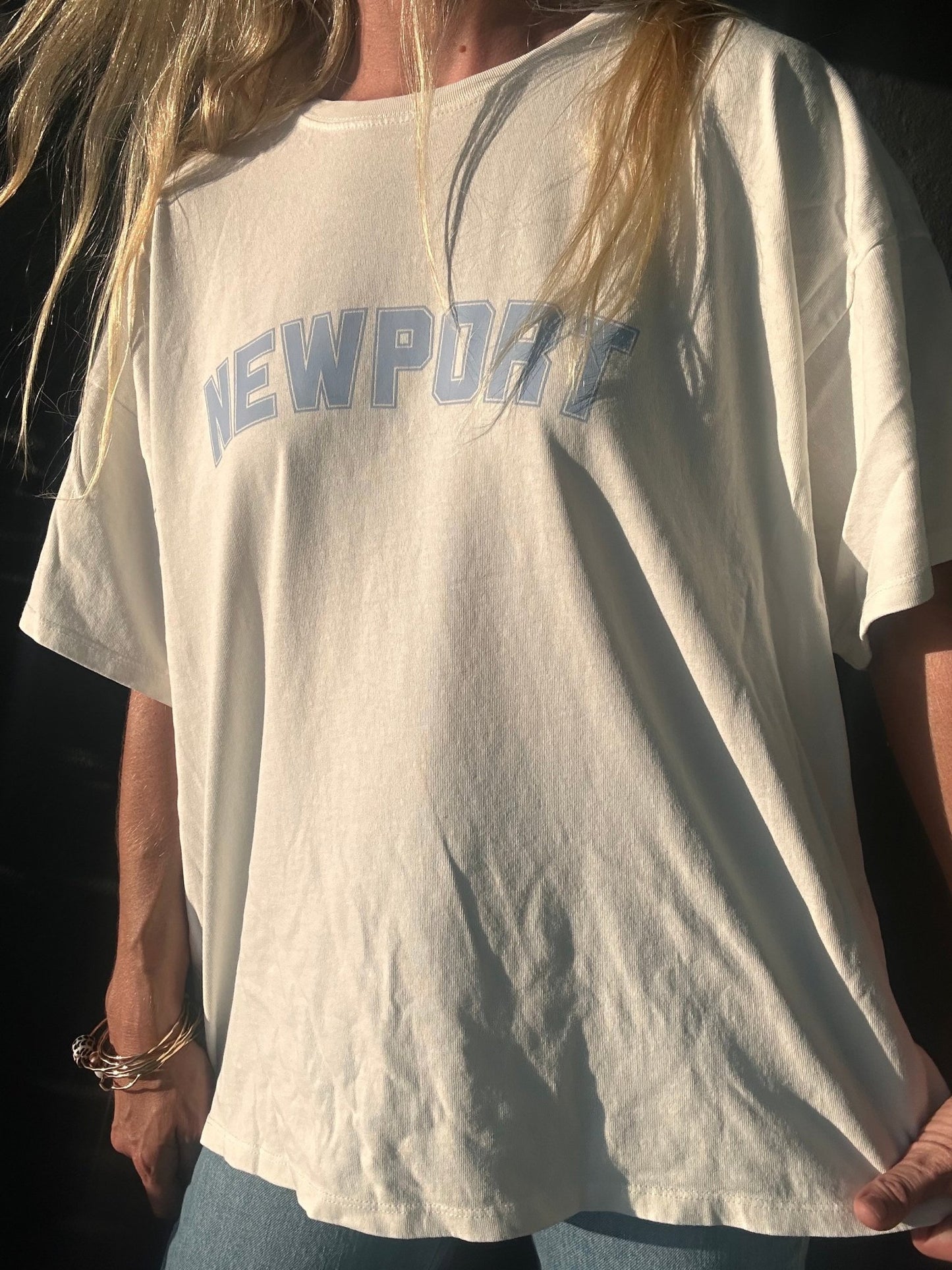 College of Newport oversized tee - white - The Salty BabeGraphic Tee Shirts