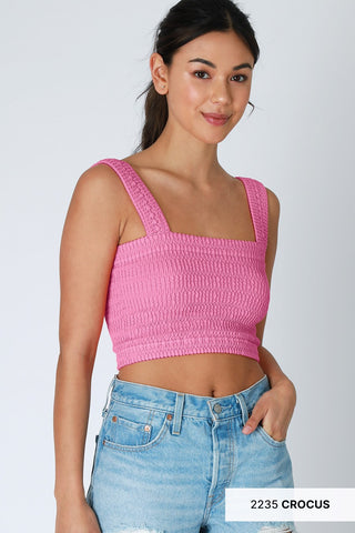 NIKIBIKI Shirred Square Neck Crop Top