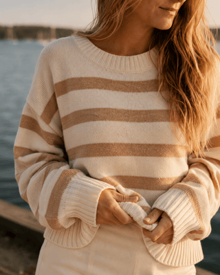 Davis Striped Sweater - Beige/Ivory - The Salty BabeSweaters