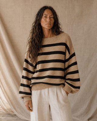 Davis Striped Sweater - Mocha - The Salty BabeSweaters