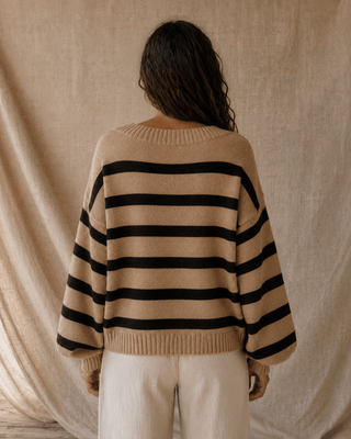 Davis Striped Sweater - Mocha - The Salty BabeSweaters