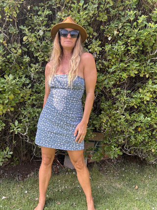 Denim Petals Mini Dress - The Salty BabeDresses