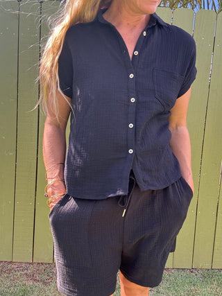 Double Down Gauze Button Shirt - The Salty BabeTop