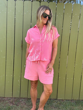 Double Down Gauze Button Shirt - The Salty BabeTop
