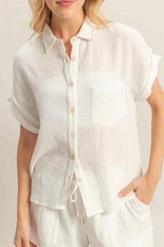 Double Down Gauze Button Shirt - The Salty BabeTop