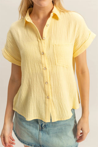 Double Down Gauze Button Shirt - The Salty BabeTop