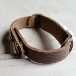 Dusty Leather Narrow Cuff with Freshwater Pearls - The Salty BabeJewelry
