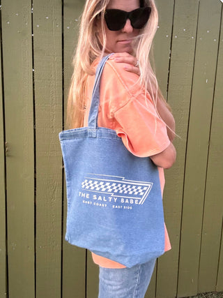 East Coast, East Side denim tote bag - The Salty BabeBags