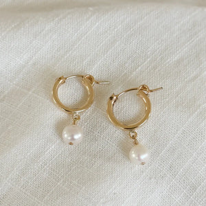 Round Freshwater Pearl Huggie Hoops