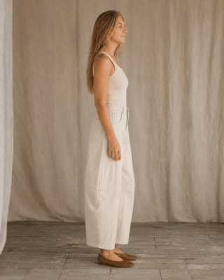 Ecru Pinstripe Barrel Pant - The Salty BabePants