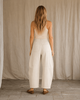 Ecru Pinstripe Barrel Pant - The Salty BabePants