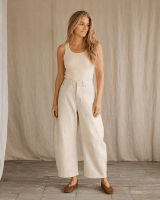 Ecru Pinstripe Barrel Pant - The Salty BabePants