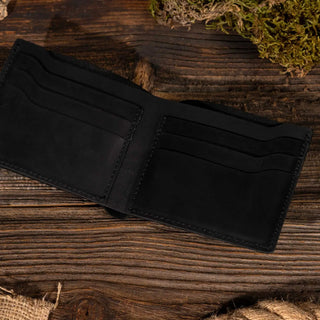 Black Leather Bi-Fold Wallet