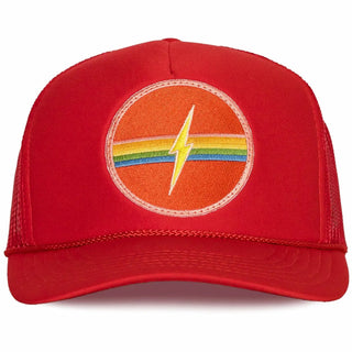 Electric Rainbow Trucker Hat - Red - The Salty BabeHats