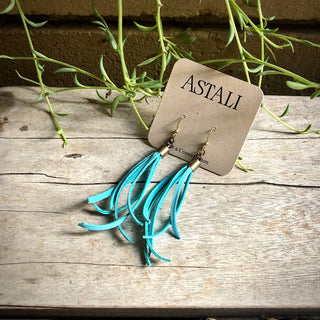 Mini Tassel Earrings - Turquoise, Western Short Leather