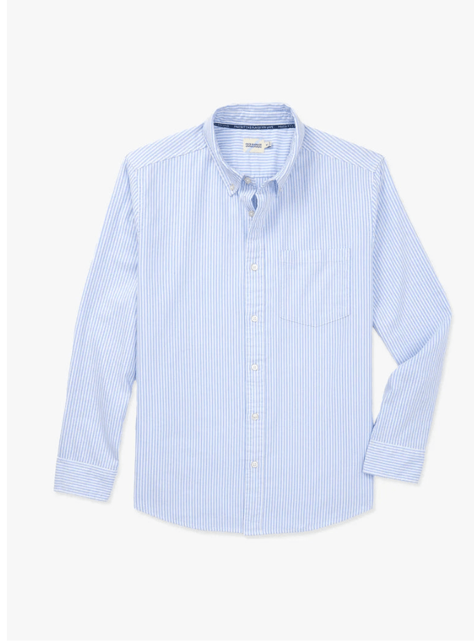 FAIR HARBOR Salty Oxford Shirt - Light Blue Stripe - The Salty Babemens