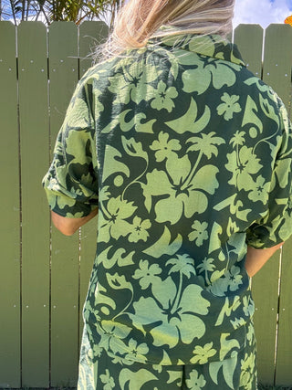 Floral Safari Koa Button Up Shirt - The Salty BabeShort Sleeve Tops