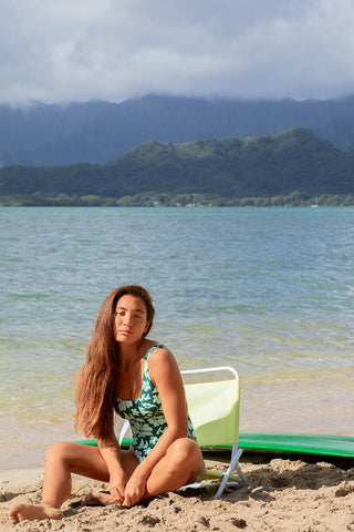 Floral Safari Low Back One Piece Swimsuit - Teal - The Salty BabeOne Piece Swimsuits