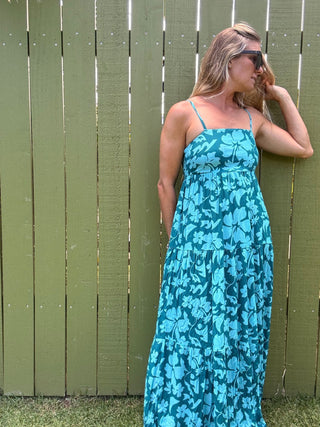 Floral Safari Teal Maxi Dress - The Salty BabeDresses