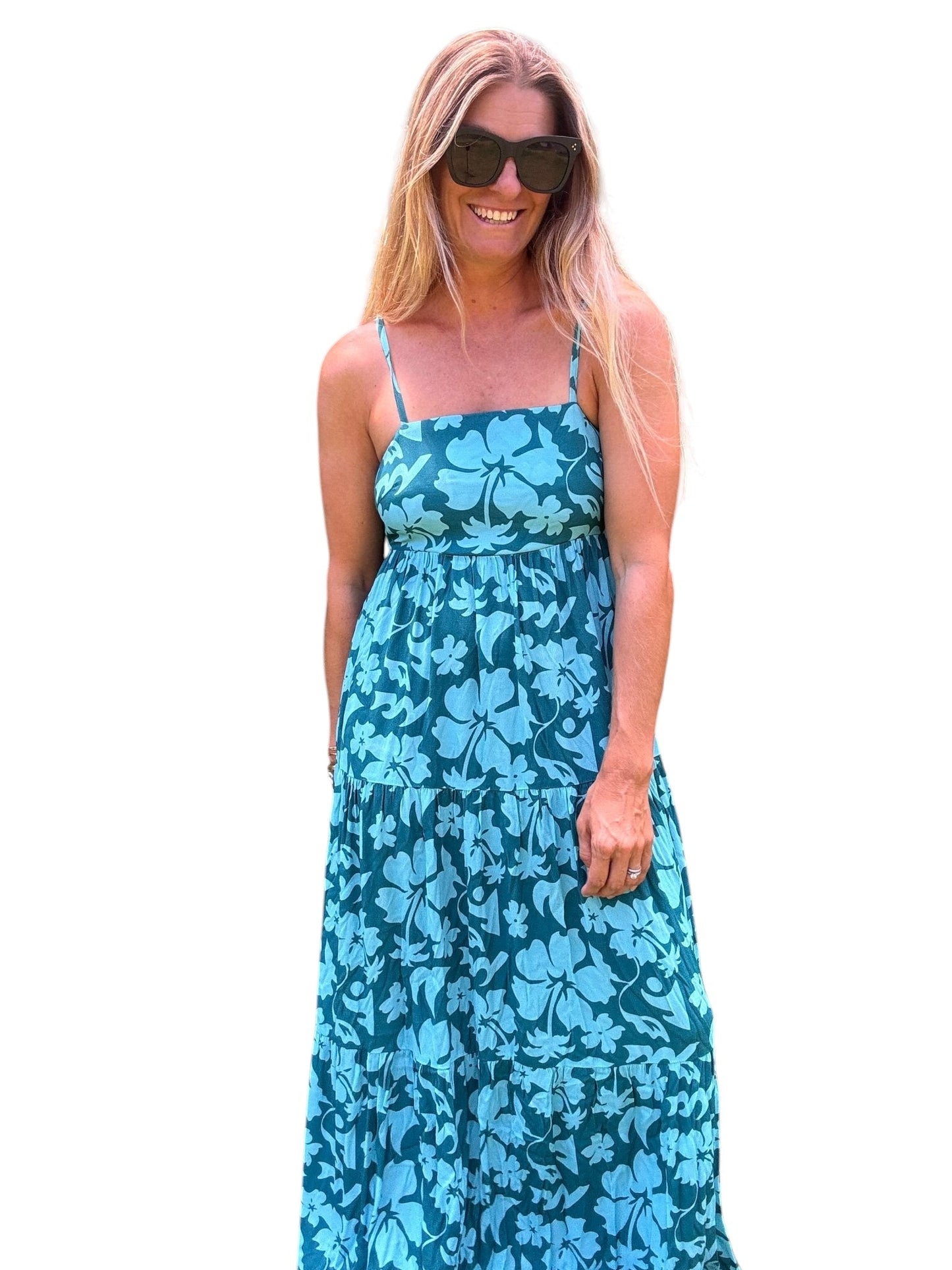 Floral Safari Teal Maxi Dress - The Salty BabeDresses