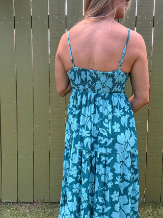 Floral Safari Teal Maxi Dress - The Salty BabeDresses