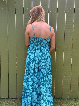 Floral Safari Teal Maxi Dress - The Salty BabeDresses
