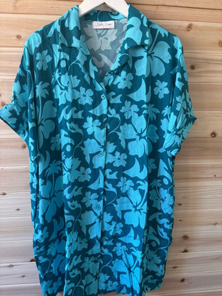 Floral Safari Teal Shirt Dress - The Salty BabeDresses