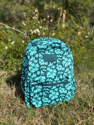 Floral Surfari Teal Nylon Backpack - The Salty BabeBackpacks