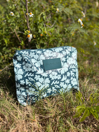 Floral Surfari Teal Pitcher pouch - The Salty BabeBags