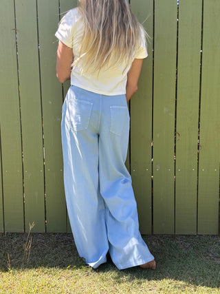 Frankie High Waist Basic Wide Leg Pants - The Salty BabePants