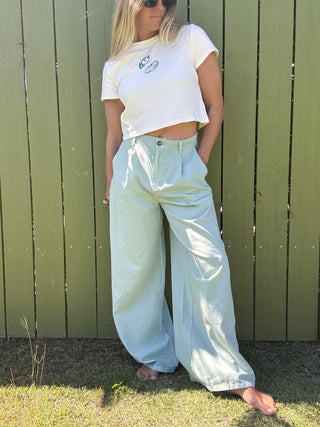 Frankie High Waist Basic Wide Leg Pants - The Salty BabePants