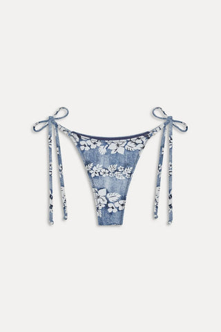 FRANKIES BIKINIS Lola Thong Bikini Bottom in Blue Lei