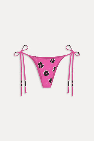FRANKIES BIKINIS Mackenzie Satin Cheeky Bikini Bottom in Pink Fantasy