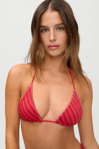 FRANKIE'S BIKINIS Nick Satin Bikini Top - Spring Stripe - The Salty BabeSwim Tops