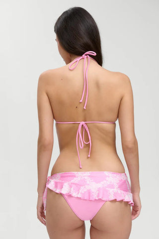 FRANKIE'S BIKINIS Nick Satin Triangle Bikini Top - Tropical Pink Polka Dot - The Salty BabeSwim Tops