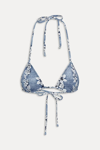 FRANKIES BIKINIS Nick String Triangle Bikini Top in Blue Lei