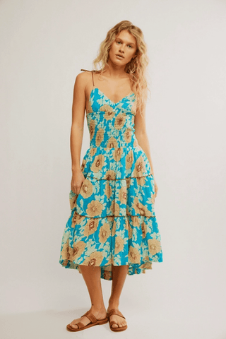 FREE PEOPLE Adriel Midi Dress - Hawaiian Ocean Combo - The Salty BabeDresses