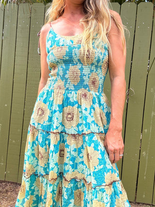 FREE PEOPLE Adriel Midi Dress - Hawaiian Ocean Combo - The Salty BabeDresses