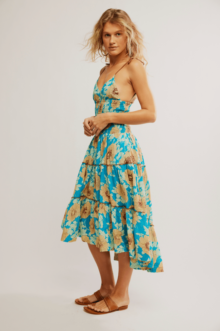 Free People Adriel Midi Dress - Hawaiian Ocean Combo Medium Free People Adriel Midi Dress - Hawaiian Ocean Combo Medium