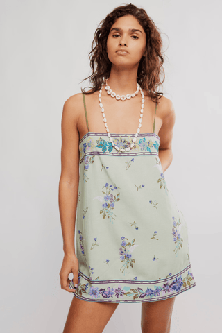 FREE PEOPLE Bali Take Me With You Mini Dress - Mint Combo - The Salty BabeDresses