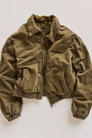 FREE PEOPLE Birdie Washed Jacket - Olive Green - The Salty BabeJackets