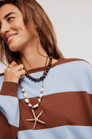 FREE PEOPLE Classic Striped Oversized Crewneck - Periwinkle Combo - The Salty BabeLong Sleeve Tops