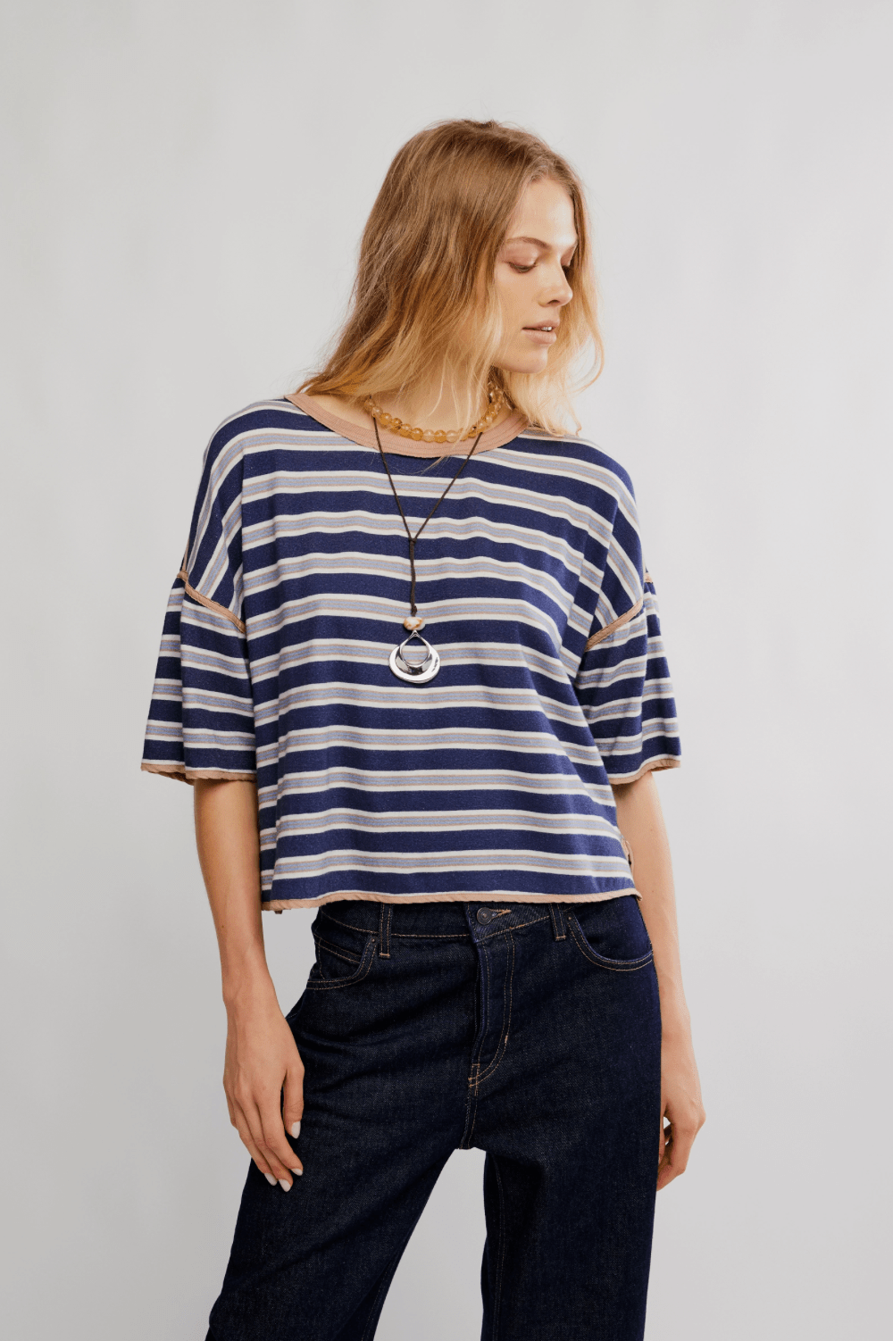 FREE PEOPLE Clean Rugby Tee - Navy Combo - The Salty BabeTee Shirts