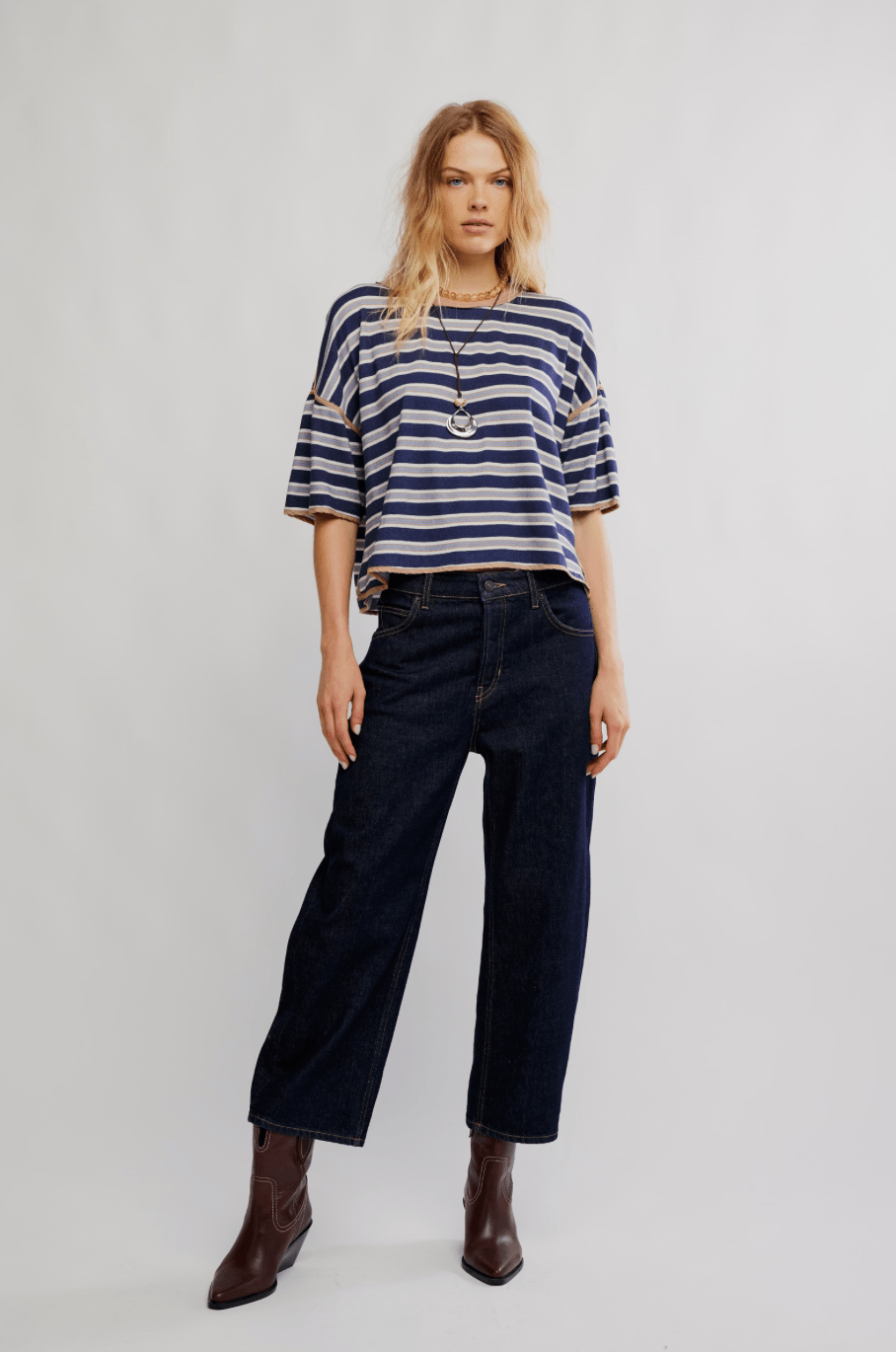 FREE PEOPLE Clean Rugby Tee - Navy Combo - The Salty BabeTee Shirts